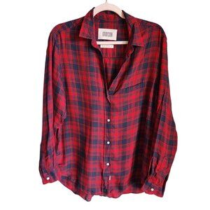 Grayson Shirt Women's Large Blue Red Plaid 4 The Hero Button Front Shirt